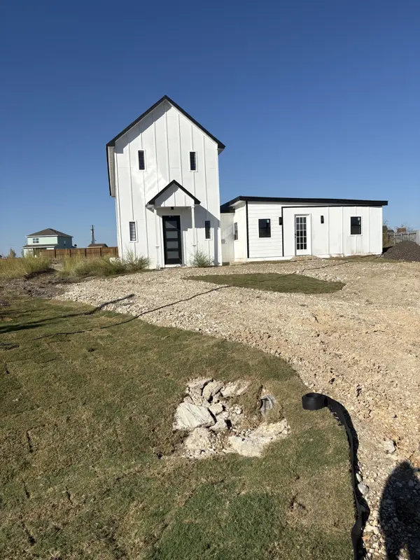 Finished, beside the two-story house